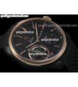 Tag Heuer Pendulum Handwound Watch 18k Rose Gold-Black Dial Stick Markers-Black Rubber strap
