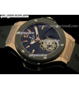 Hublot Big Bang Flying Tourbillon 18k Rose Gold-Black Dial Index/Numeral Hour Markers-Black Rubber Strap