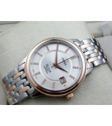 Omega De Ville Automatic 18k Rose Gold-White Dial-Gormment Markers-Stainless Steal Strap