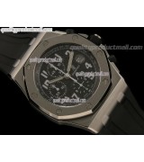 Audemars Piguet Royal Oak Offshore Black Theme Chronograph-Black Textured Dial-Black Rubber Strap