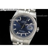 Rolex Datejust 36mm Swiss Automatic Watch-Blue Textured Dial Index Hour markers-Stainless Steel Jubilee Bracelet