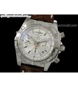 Breitling Chronomat B01 Chronograph-White Dial Index Hour Markers-Stainless Steel Bracelet