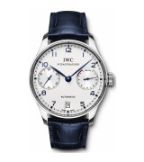 IWC Portuguese 7 Days Swiss Automatic Watch IW500107-White Dial Dark Blue Leather Strap