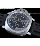 Panerai Luminor Daylight PAM213 Chronograph-Black Dial Black Subdials-Black Rubber Strap