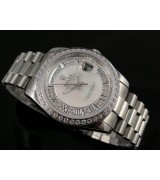 Rolex Day-Date E730 Automatic-Silver Dial Roman Number Markers-Stainless Steel Strap