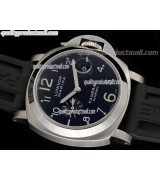 Panerai Luminor Marina PAM164 Automatic Chronograph-Blue Dial Numeral/Index Hour Markers-Black Rubber Strap