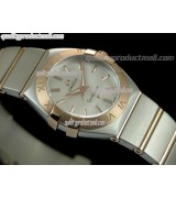 Omega Constellation Ladies Perlmutt Swiss Quartz-Silver Dial-Stainless Steel TT Linked Strap