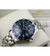 Omega Sea-Master GMT Automatic-Blue Dial-Brushed Stainless Steel Strap