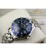 Omega Sea-Master GMT Automatic-Blue Dial-Brushed Stainless Steel Strap