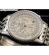 Breitling Navitimer Chronometre Chronograph-Off white Dial Numeral Markers-Stainless Steel Strap