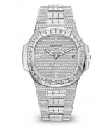 Patek Philippe Nautilus Automatic Watch 5719/10G-010 Diamonds Paved Dial 35.2mm