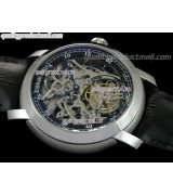 Audemars Piguet Jules Audemars Skeleton Tourbillon-Black Inner Bezel Dial-Black Leather Strap