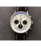 Breitling Navitimer Swiss Automatic Chronograph-White Dial Black Strap