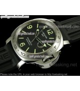 Panerai PAM 029 GMT Quartz Chronograph-Black Dial Stick Hour Markers-Black Rubber Strap