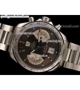 Tag Heuer Grand Carrera Calibre 17 Automatic Chronograph-Brown Dial Silver Subdials-Stainless Steel bracelet