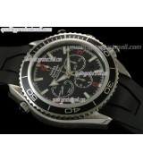 Omega Planet Ocean 45.5 Chrono - Black Dial - Black Rubber Strap