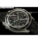 Omega Planet Ocean 45.5 Chrono - Black Dial - Black Rubber Strap