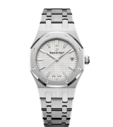 Audemars Piguet Royal Oak Ladies 77350ST Automatic Watch Silver White 34mm