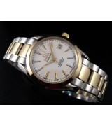 Omega Sea-Master OM6208 Automatic 18k Gold-White Dial-Gormment Markers-Brushed Stainless Steel Strap