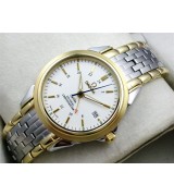 Omega De Ville Automatic 18k Gold-White Dial-Gormment Markers-Stainless Steal Strap