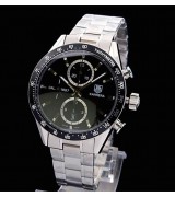 Tag Heuer Carrera Chronograph-Black Dial Index Hour Markers-Stainless Steel Bracelet 
