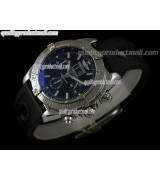 Breitling Avenger Blackbird Big Date Chronograph-Blue Dial Blue Subdials-Black Ocean Diver Rubber Strap