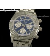 Breitling Chronomat B01 Chronograph-Blue Dial Index Hour Markers-Stainless Steel Bracelet