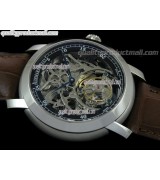 Audemars Piguet Jules Audemars Skeleton Tourbillon-Black Inner Bezel Dial-Brown Leather Strap