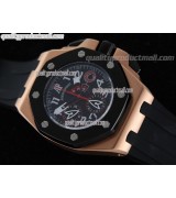 Audemars Piguet Royal Alinghi Team Chronograph 18K Pink Gold-Black Dial Numeral Hour Markers-Black Rubber Strap 