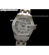 Rolex Masterpiece Ladies Swiss Automatic-White Dial Diamond markers-Stainless Steel Masterpiece Strap