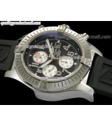 Breitling Blacksteel Super Avenger 48MM 2009 Designs-Black Dial White Subdials-Black Rubber Strap