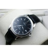 Omega De Ville Automatic-Black Dial-Gormment Markers-Black Genuine Leather Strap