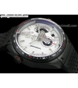 Tag Heuer Grand Carrera Calibre 36 DLC Titanium Chronograph-White dial Sucken Steel Subdials-Black Rubber Bracelet