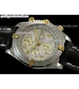 Breitling Choromat Evoluliton V3 Chronograh - White Dial - Bi Tone - Leather Strap - Numerals