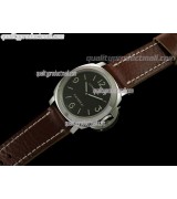 Panerai PAM112 1:1 Mirror Replica Handwound Watch - Dark Tan Leather Strap
