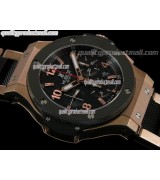 Hublot Big Bang Chronograph 18K Rose Gold-Black Dial Numeral Hour Markers-Stainless Steel Bracelet