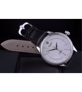 Rolex Cellini Swiss Automatic Watch White Gold-Ray White Dial Stick Hour Markers-Black Leather strap