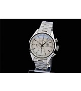 Tag Heuer Carrera Chronograph-White Dial Black Index Hour Markers-Stainless Steel Bracelet 002