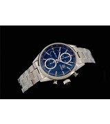 Tag Heuer Carrera Chronograph-Blue Dial White Index Hour Markers-Stainless Steel Bracelet