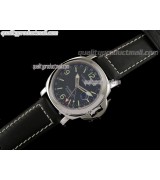 Panerai Regetta PAM063 GMT Automatic-Black Regetta Dial Stick/Numeral markers-Black Leather Strap