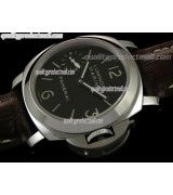 Panerai PAM111 Quartz Watch-Black Dial/Subdials-Black Crocrodile Leather Strap