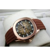 Patek Philippe Aquanaut Swiss Automatic Everose Gold Watch Cuboid Checkered Dial – Brown 