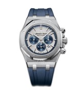 Audemars Piguet Royal Oak Automatic Chronograph 26326ST.OO.D027CA.01-Silver White Dial Blue Rubber Strap 