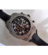 Audemars Piguet Royal Oak Limited Edition Chronograph-Dark Grey Checkered Dial Numeral Hour Markers-Black Rubber Strap