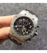 Audemars Piguet Royal Oak Offshore Swiss Automatic Chronograph-Black Dial-Black Leather Strap 