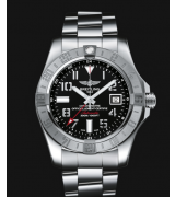 Breitling Avenger II GMT Swiss Automatic Watch Black Dial Steel Strap