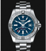 Breitling Avenger II GMT Swiss Automatic Watch Blue Dial SS Strap