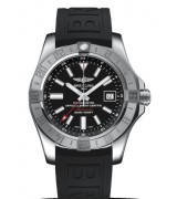 Breitling Avenger II GMT Swiss Automatic Watch Black Dial Rubber Strap