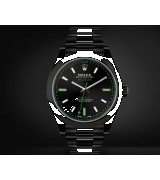 Milgauss Automatic Watch Black Dial Green Sec By Blaken