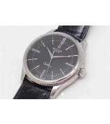 Rolex Cellini Time 50509 Swiss Automatic Watch-Black dial 18K White gold Pointer Hour markers -Black leather strap